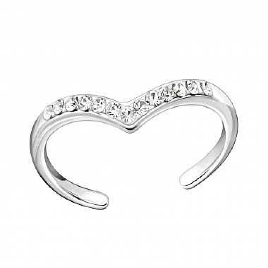 Ringen WeLoveSilver | Zilveren Teenring, Hartvorm Met Kristallen