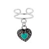 Oorbellen WeLoveSilver | Zilveren Ear Cuff Met Hanger, Bewerkt Hart Met Turquoise Steen