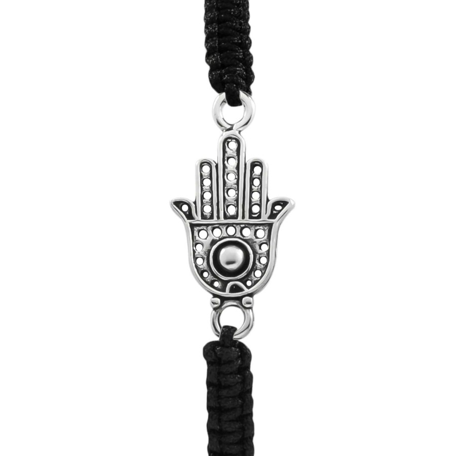 Armbanden WeLoveSilver | Katoenen Armband Met Zilveren Hamsa