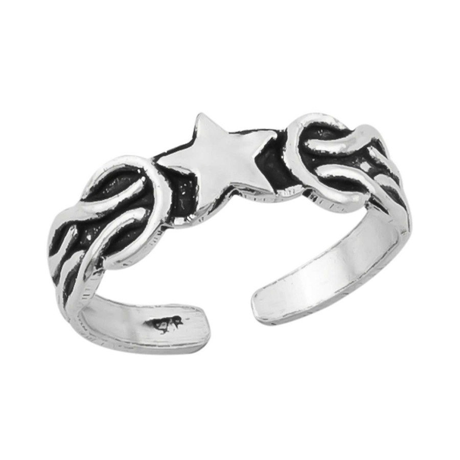 Ringen WeLoveSilver | Zilveren Teenring, Ster En Geoxideerde Knopen