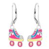 Kids Collectie WeLoveSilver | Zilveren Oorhangers, Gekleurde Rolschaats Met Regenboog En Glitters