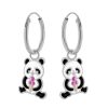 Kids Collectie WeLoveSilver | Zilveren Oorringen Met Hanger, Panda Met Ijsje