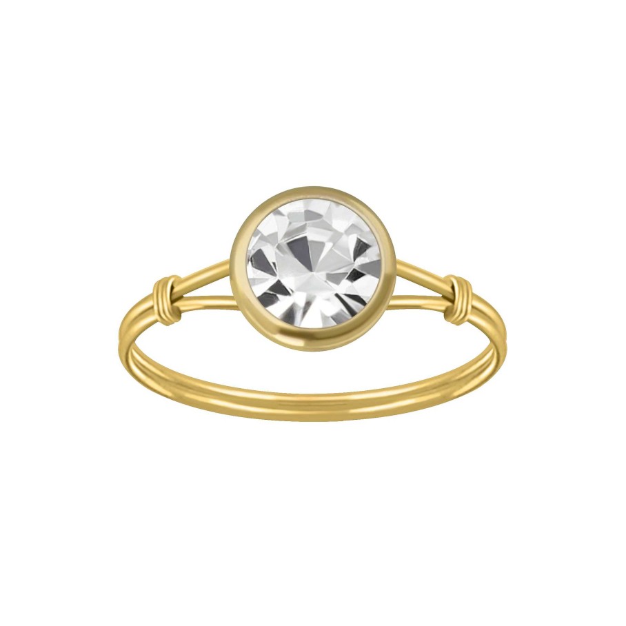 Ringen WeLoveSilver | Gold Plated Ring Met Kleurloze Kristal