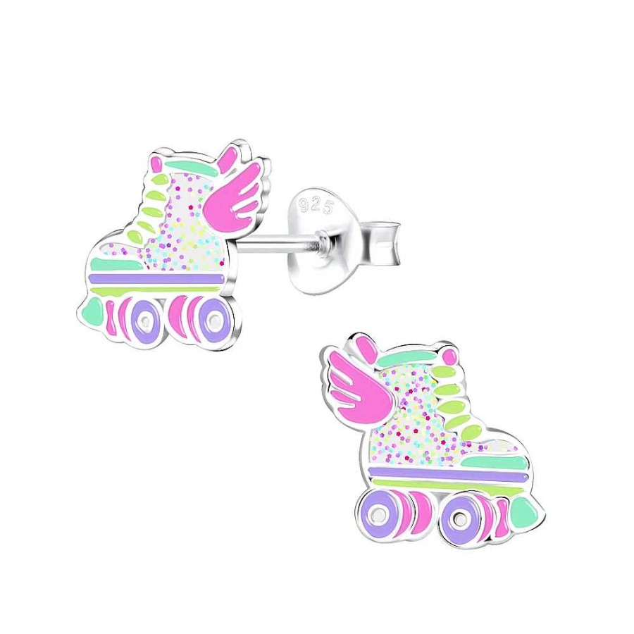 Kids Collectie WeLoveSilver | Zilveren Oorstekers, Rolschaatsen Met Glitters En Vleugels