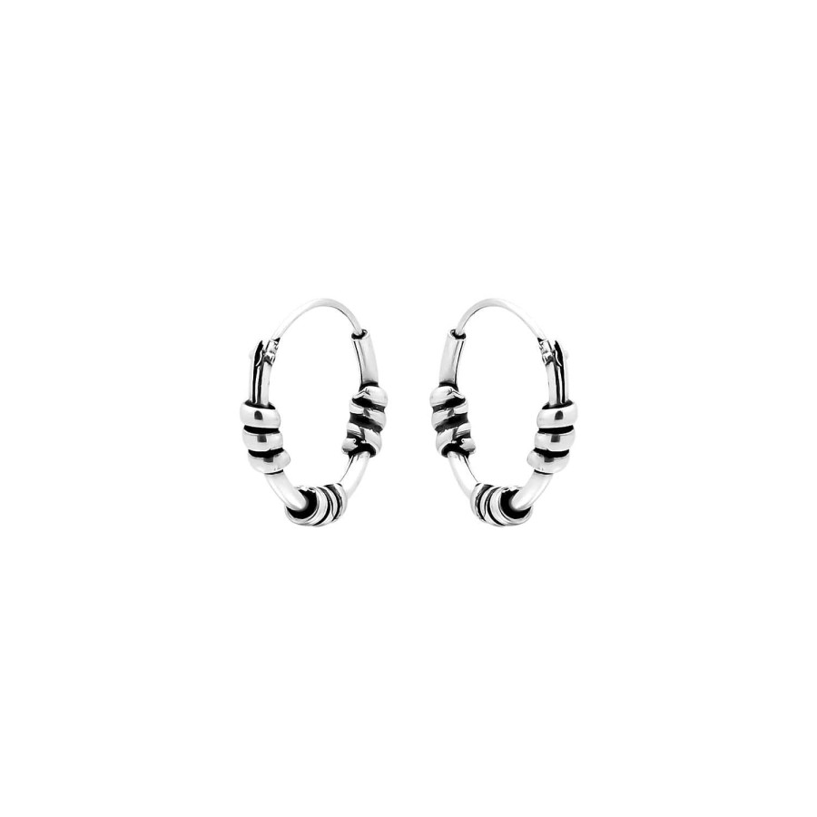 Oorbellen WeLoveSilver | Zilveren Bali Hoops 3 Spiralen, 14 Mm