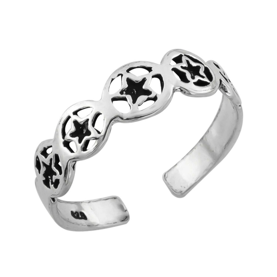 Ringen WeLoveSilver | Zilveren Teenring, Cirkels Met Sterren