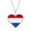 Kids Collectie WeLoveSilver | Zilveren Ketting Met Hanger, Hart Met Nederlandse Vlag