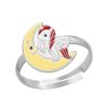 Kids Collectie WeLoveSilver | Zilveren Ring, Eenhoorn Met Maan