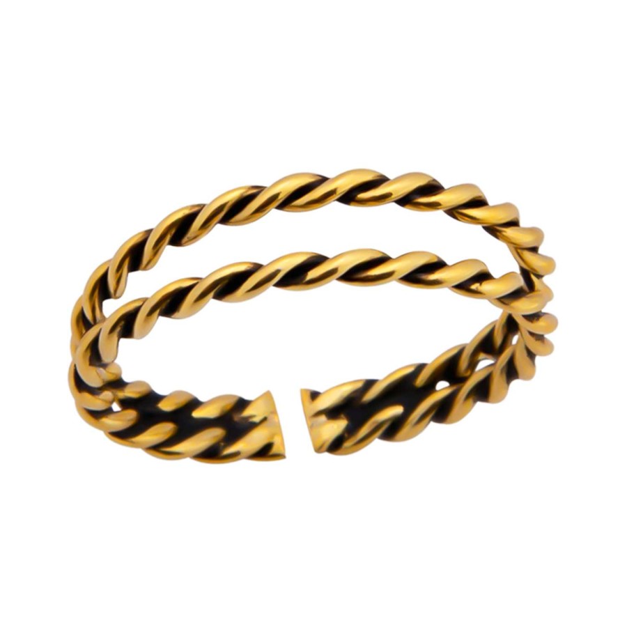 Ringen WeLoveSilver | Gold Plated Teenring, Twee Gedraaide Bandjes