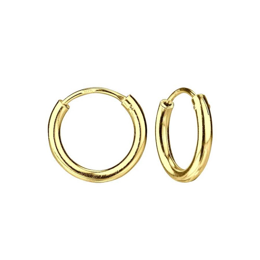 Oorbellen WeLoveSilver | Gold Plated Oorringen, 14 Mm, Plain, Breed