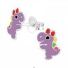 Kids Collectie WeLoveSilver | Zilveren Oorstekers, Paarse Dinosaurus