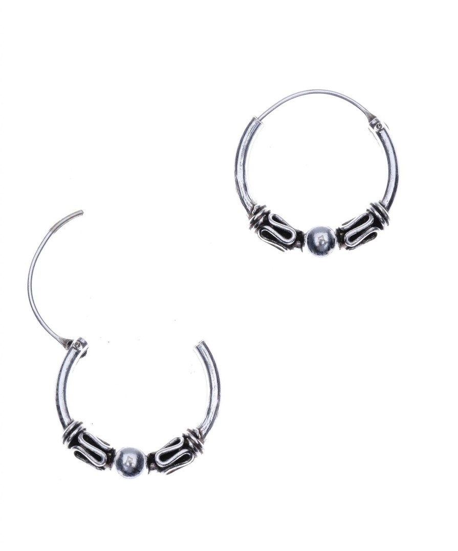 Oorbellen WeLoveSilver | Zilveren Bali Hoops Slingertjes En Bolletje, 18 Mm