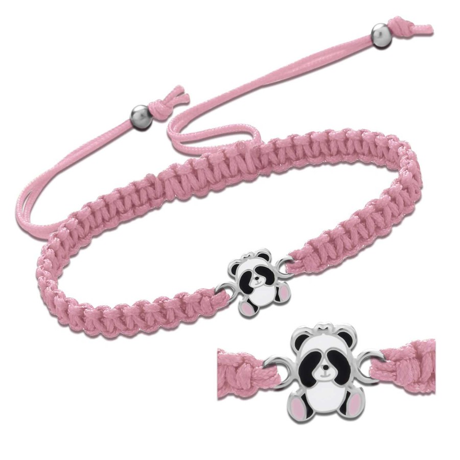 Kids Collectie WeLoveSilver | Katoenen Armbandje, Zilveren Panda