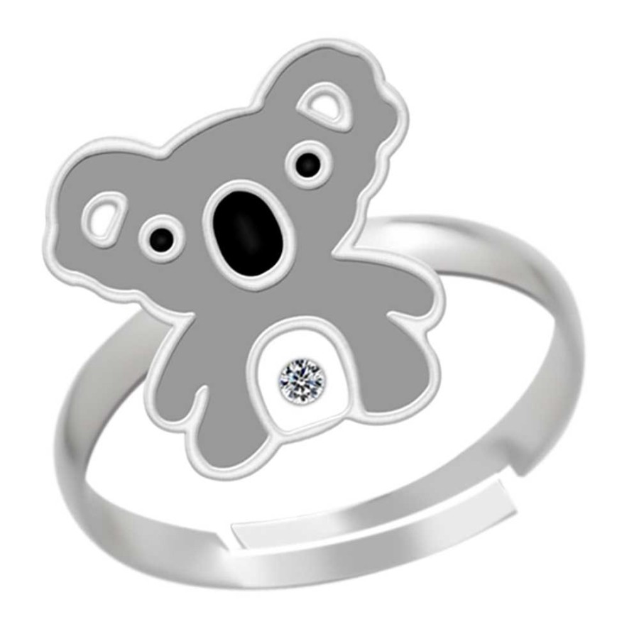 Kids Collectie WeLoveSilver | Zilveren Ring, Koala Met Kristal