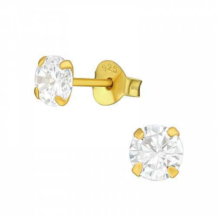 Oorbellen WeLoveSilver | Gold Plated Oorstekers, Kristal