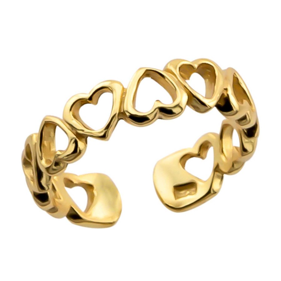 Ringen WeLoveSilver | Gold Plated Ring, Opengewerkte Hartjes