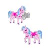 Kids Collectie WeLoveSilver | Zilveren Oorstekers, Roze Paard Met Blauwe Manen En Staart