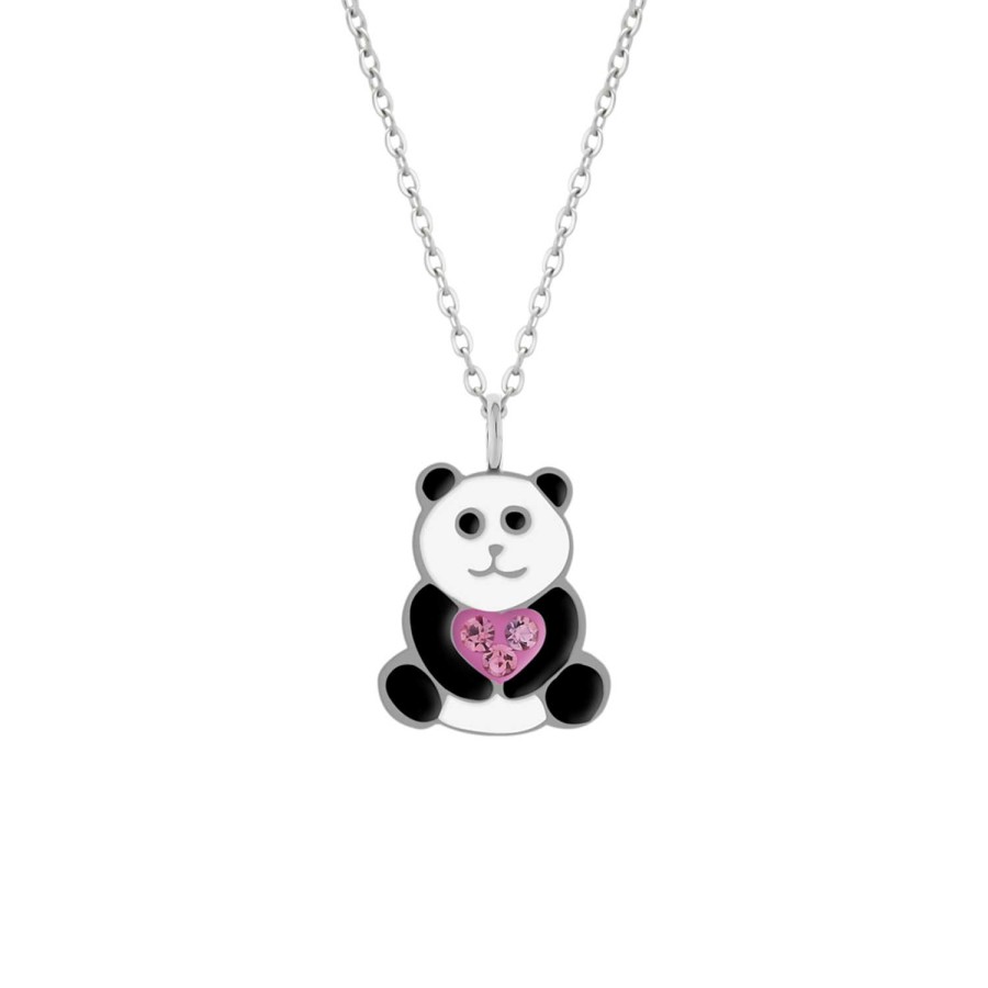 Kids Collectie WeLoveSilver | Zilveren Ketting Met Hanger, Panda Met Hart