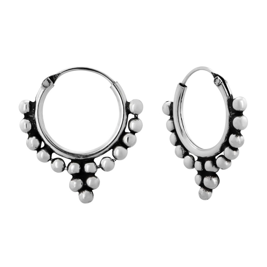 Oorbellen WeLoveSilver | Zilveren Oorbellen, Bali Hoops Met Trosje Bolletjes