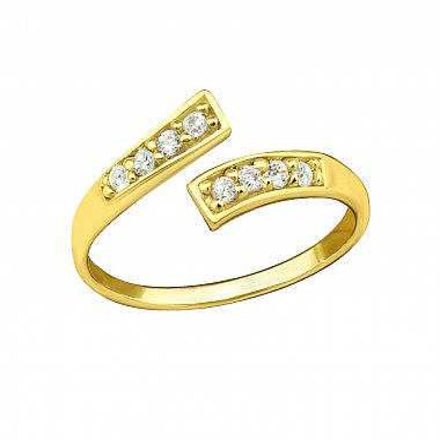 Ringen WeLoveSilver | Gold Plated Teenring, Opengewerkt Met Kristallen