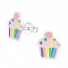 Kids Collectie WeLoveSilver | Zilveren Oorstekers, Kleurige Cupcakes