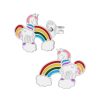 Kids Collectie WeLoveSilver | Zilveren Oorstekers, Eenhoorn Met Regenboog En Wolkjes