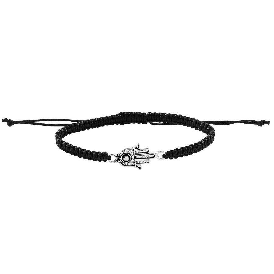 Armbanden WeLoveSilver | Katoenen Armband Met Zilveren Hamsa