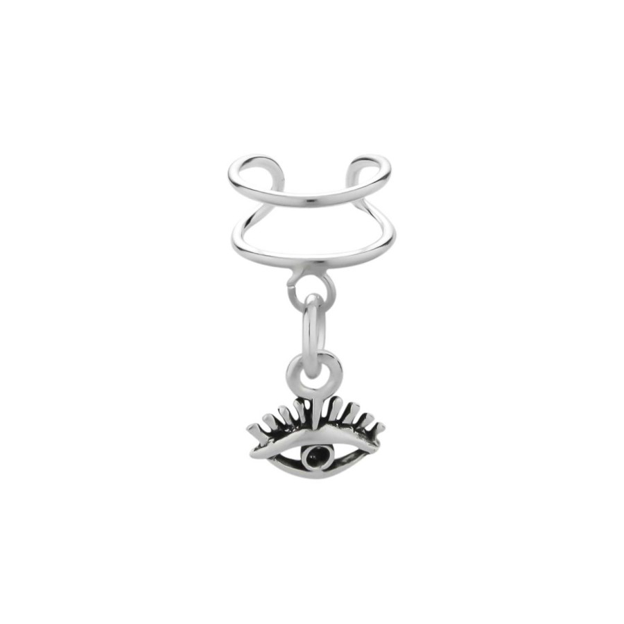 Oorbellen WeLoveSilver | Zilveren Ear Cuff Met Hanger, Oog