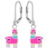 Kids Collectie WeLoveSilver | Zilveren Oorhangers, Roze Alpaca Met Ogen Van Kristal