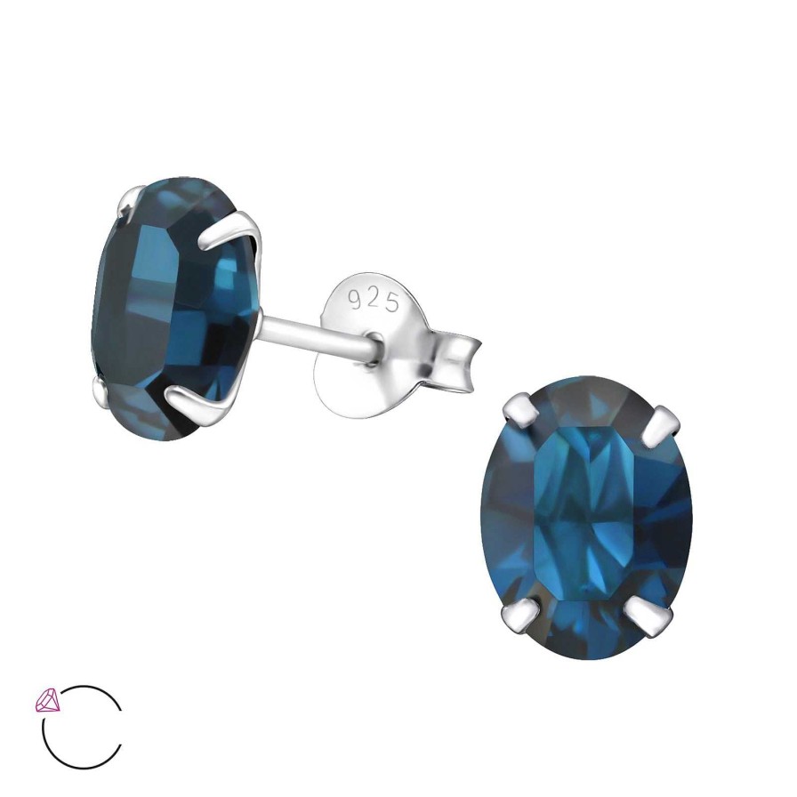 Oorbellen WeLoveSilver | Zilveren Oorstekers Met Swarovski Kristal, Twee Kleuren Blauw