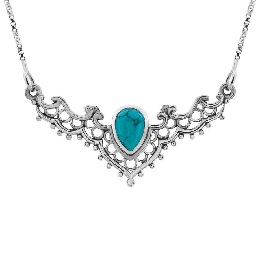 Kettingen WeLoveSilver | Zilveren Ketting, Turkoois Of Turquoise Steen Met Sierlijke Bewerkingen