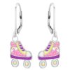 Kids Collectie WeLoveSilver | Zilveren Oorhangers, Rolschaats In Pastelkleuren Met Regenboog En Glitters