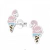 Kids Collectie WeLoveSilver | Zilveren Oorstekers, Ijsjes Met Flamingo'S