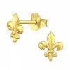 Oorbellen WeLoveSilver | Gold Plated Oorstekers, Fleur De Lis