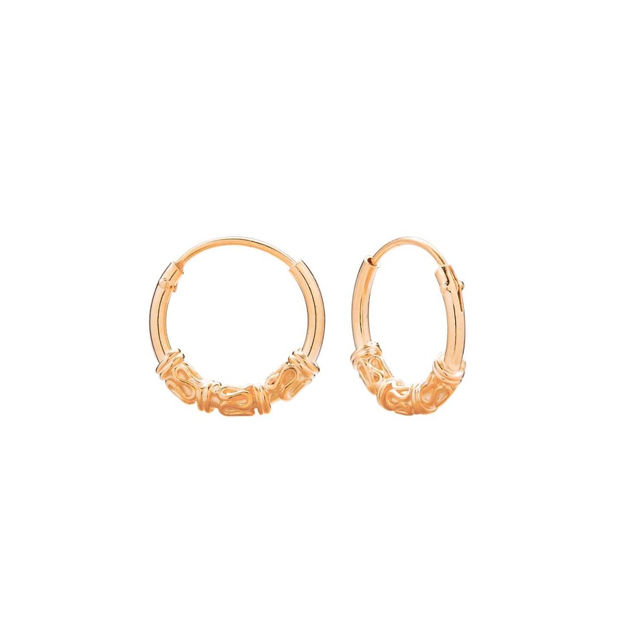 Oorbellen WeLoveSilver | Rose Gold Plated Bali Hoops Met Slingertjes En Spiralen