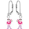 Kids Collectie WeLoveSilver | Zilveren Oorhangers, Flamingo Met Zwemband En Hartjes Zonnebril