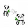 Kids Collectie WeLoveSilver | Zilveren Oorstekers, Panda Met Bamboe