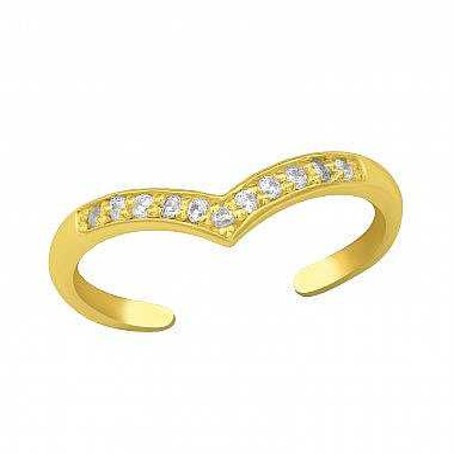 Ringen WeLoveSilver | Gold Plated Teenring, Hartvorm Met Kristallen