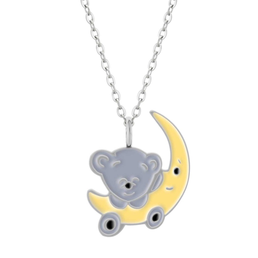 Kids Collectie WeLoveSilver | Zilveren Ketting Met Hanger, Koala Met Maan