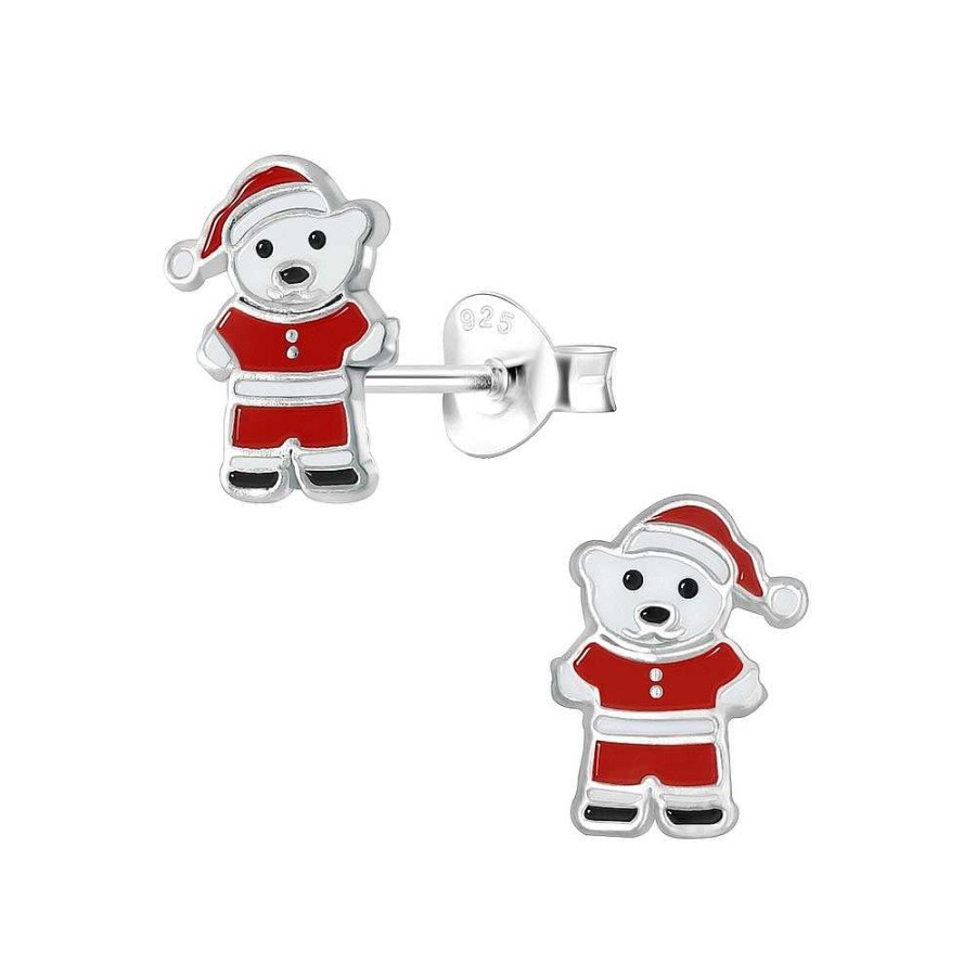 Kids Collectie WeLoveSilver | Zilveren Oorstekers, Kerstman Beer