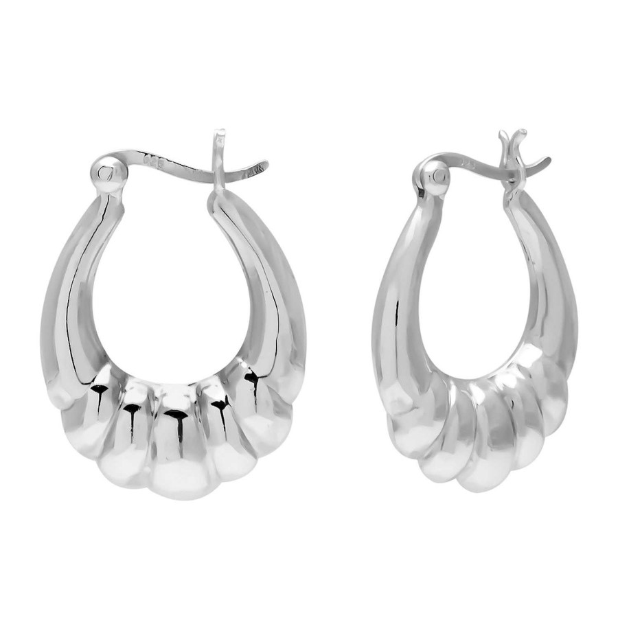 Oorbellen WeLoveSilver | Zilveren Oorringen, Ovale Hoops Met Patroon