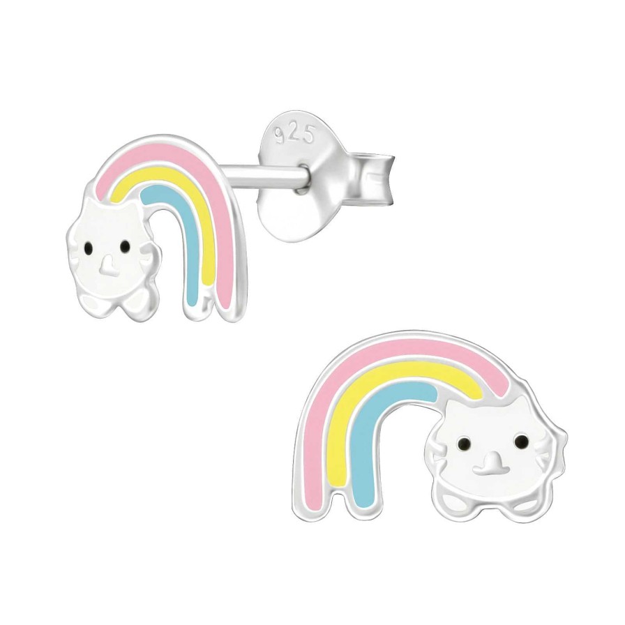 Kids Collectie WeLoveSilver | Zilveren Oorstekers, Regenboogbeestje