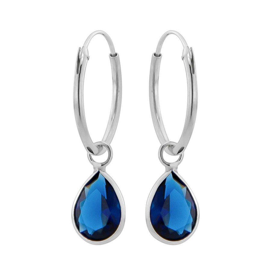 Oorbellen WeLoveSilver | Zilveren Oorringen Met Hanger, Druppelvormige Cubic Zirconia Steen In Capri Blue