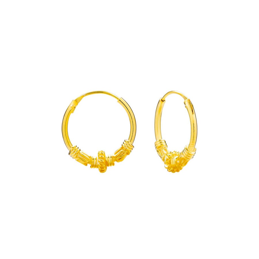 Oorbellen WeLoveSilver | Gold Plated Bali Hoops, Rijk Bewerkt