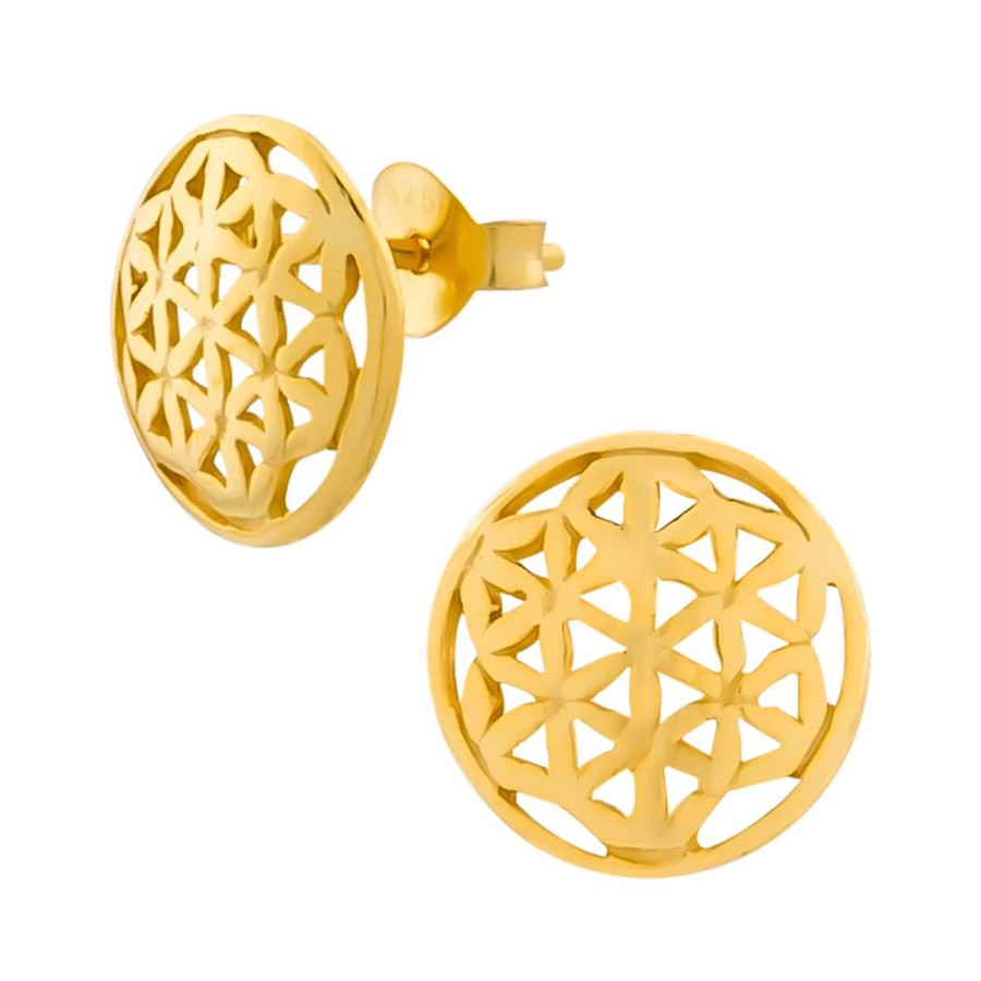 Oorbellen WeLoveSilver | Gold Plated Oorstekers, Opengewerkte Cirkel