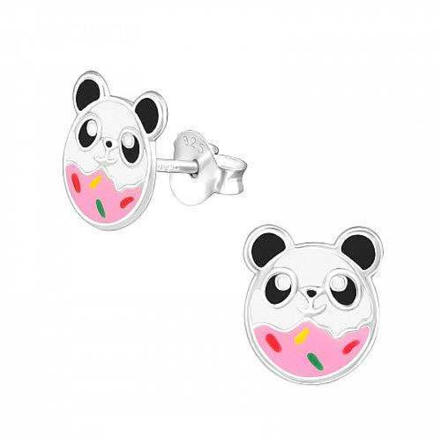 Kids Collectie WeLoveSilver | Zilveren Oorstekers, Panda Donut