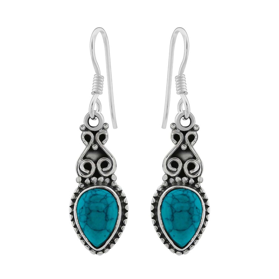 Oorbellen WeLoveSilver | Zilveren Oorhangers, Turquoise Steen En Sierlijke Details