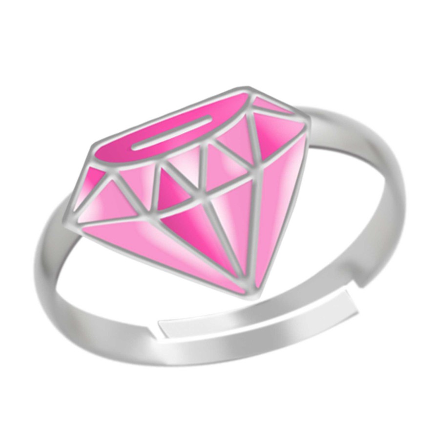 Kids Collectie WeLoveSilver | Zilveren Ring, Roze Diamantvorm