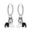 Kids Collectie WeLoveSilver | Zilveren Oorringen Met Hanger, Zwarte Husky