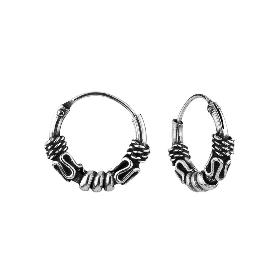 Oorbellen WeLoveSilver | Zilveren Bali Hoops, 12 Mm Met Drie Verschillende Versieringen